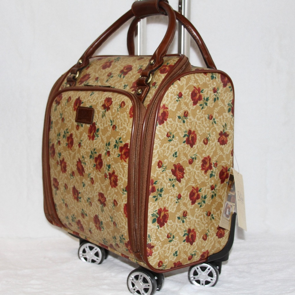 Patricia Nash Vitalia Underseater Trolley Luggage Suitcase Western Lace Rose NWT - Picture 5 of 7